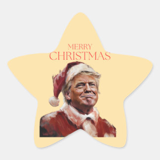 Grappige Trump Kerstman Kaart Ster Sticker