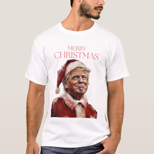 Grappige Trump Kerstman Kaart T-shirt (Voorkant)