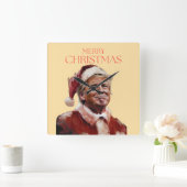 Grappige Trump Kerstman Kaart Vierkante Klok (Huis)