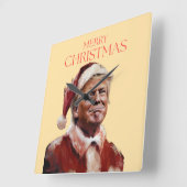 Grappige Trump Kerstman Kaart Vierkante Klok (Hoek)
