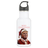 Grappige Trump Kerstman Kaart Waterfles (Voorkant)