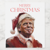Grappige Trump Kerstman Kaart Wijn Etiket (Enkel label)