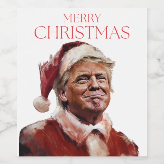 Grappige Trump Kerstman Kaart Wijn Etiket (Enkel label)