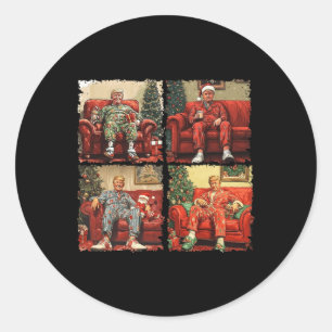 Grappige Trump Kerstman Kerstmispyjama Hol Ronde Sticker
