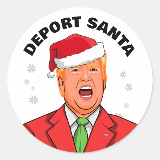 Grappige Trump Kerstmis Deport Santa Ronde Sticker (Voorkant)