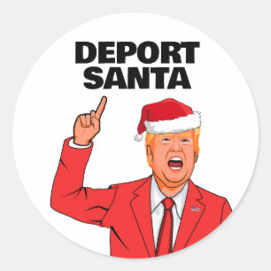 Grappige Trump Kerstmis Deport Santa Ronde Sticker