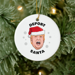 Grappige Trump Kerstmis deporteert Kerstman Keramisch Ornament