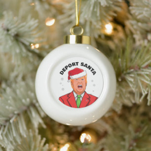 Grappige Trump Kerstmis deporteert Kerstman Keramische Bal Ornament