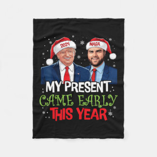 Grappige Trump Kerstmis kwam begin dit jaar 2024 1 Fleece Deken
