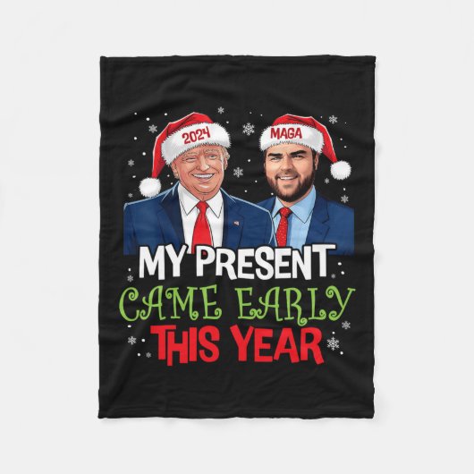 Grappige Trump Kerstmis kwam begin dit jaar 2024 1 Fleece Deken (Voorkant)