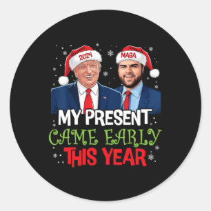 Grappige Trump Kerstmis kwam begin dit jaar 2024 1 Ronde Sticker
