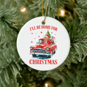 Grappige Trump Kerstmuts Ik zal thuis zijn voor Ke Keramisch Ornament