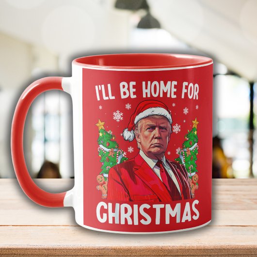 Grappige Trump Kerstmuts Ik zal thuis zijn voor Ke Mok