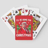 Grappige Trump Kerstmuts Ik zal thuis zijn voor Ke Pokerkaarten (Achterkant)