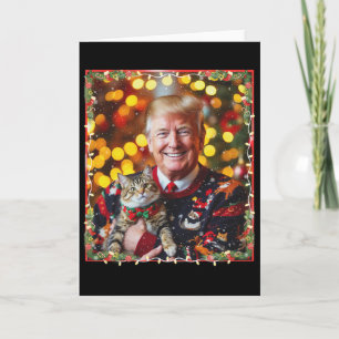 Grappige Trump Kerstmuts Voor Kattenliefhebbers Kaart
