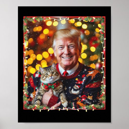Grappige Trump Kerstmuts Voor Kattenliefhebbers Poster (Voorkant)