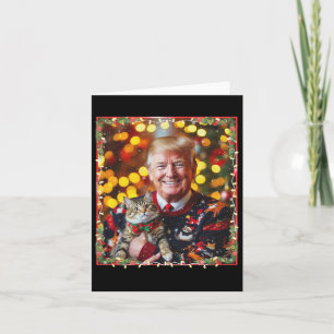 Grappige Trump kersttrui voor kattenliefhebbers Kaart
