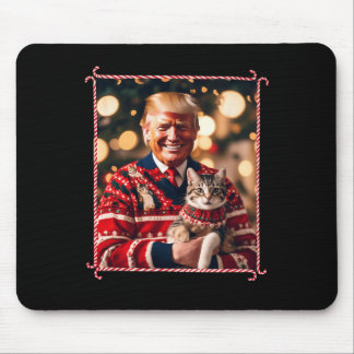 Grappige Trump kersttrui voor kattenliefhebbers Muismat