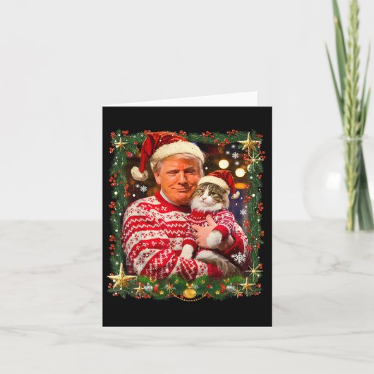 Grappige Trump kersttrui voor kattenliefhebbers Xm Kaart (Voorkant)