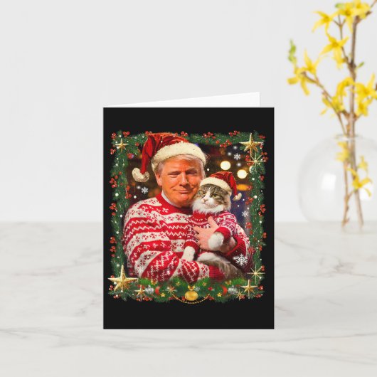 Grappige Trump kersttrui voor kattenliefhebbers Xm Kaart (Gele Bloem)