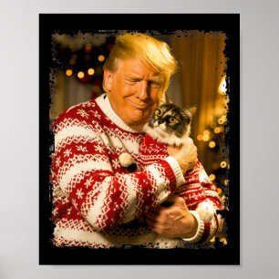 Grappige Trump kersttrui voor kattenliefhebbers Xm Poster