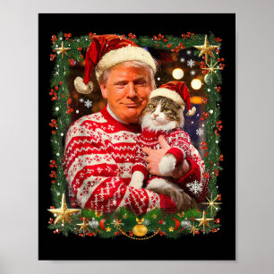 Grappige Trump kersttrui voor kattenliefhebbers Xm Poster