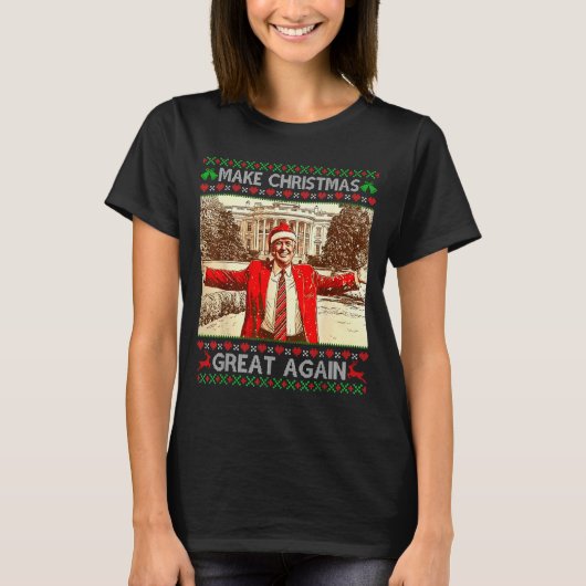 Grappige Trump Maak Kerstmis Groot Again Xmas Fami T-shirt (Voorkant)