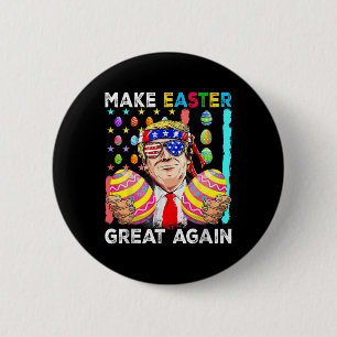Grappige Trump Maak Pasen Weer Groot Bunny Jacht E Ronde Button 5,7 Cm