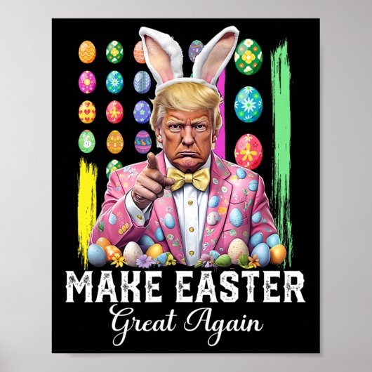 Grappige Trump Maak Pasen Weer Groot Konijn Jacht Poster (Voorkant)