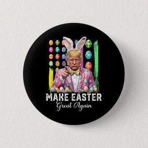Grappige Trump Maak Pasen Weer Groot Konijn Jacht  Ronde Button 5,7 Cm