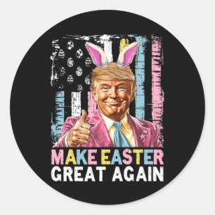 Grappige Trump Maak Pasen Weer Groot Konijn Jacht Ronde Sticker
