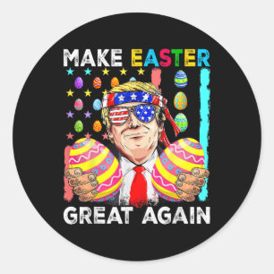Grappige Trump Maak Pasen Weer Groot Konijn Jacht  Ronde Sticker