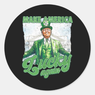 Grappige Trump Maak St. Patrick's Day Weer Groot I Ronde Sticker