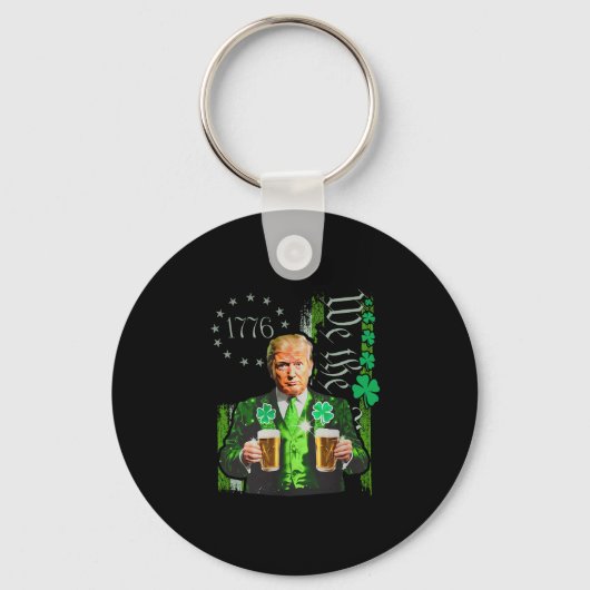 Grappige Trump Maak St Patrick's Day Weer Groot Ir Sleutelhanger (Voorkant)