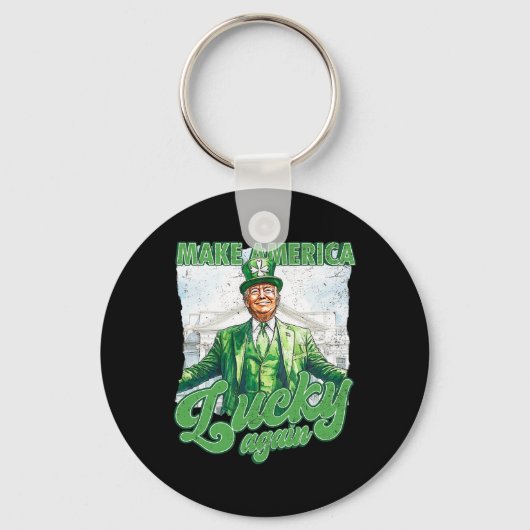 Grappige Trump Maak St Patrick's Day Weer Groot Ir Sleutelhanger (Voorkant)