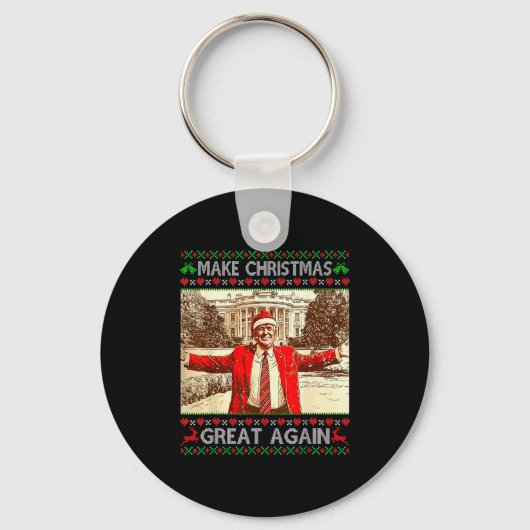 Grappige Trump Maakt Kerstmis Weer Groot Xmas Fami Sleutelhanger (Voorkant)