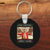 Grappige Trump Maakt Kerstmis Weer Groot Xmas Fami Sleutelhanger (Voorkant)