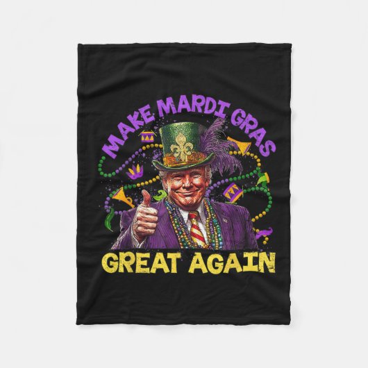 Grappige Trump Mardi Gras maken Mardi Gras weer ge Fleece Deken (Voorkant)