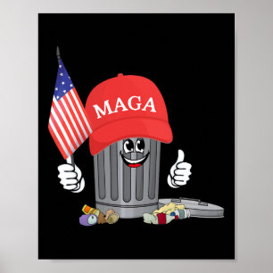 Grappige Trump Mega Garbage kan cartoon karakter n Poster