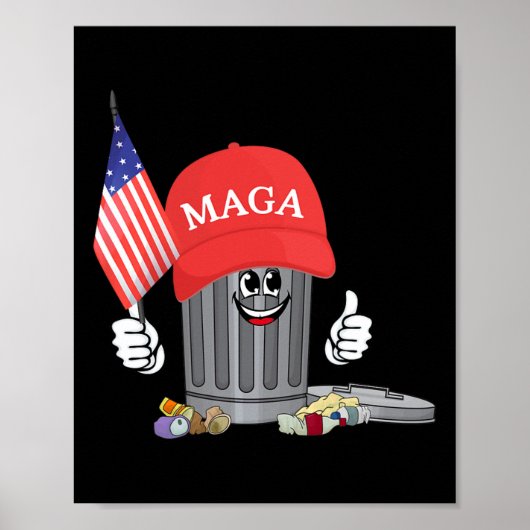 Grappige Trump Mega Garbage kan cartoon karakter n Poster (Voorkant)