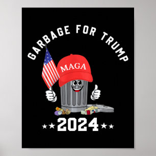 Grappige Trump Mega Garbage kan cartoon karakter n Poster