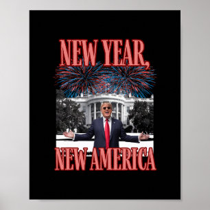 Grappige Trump Nieuw Jaar Nieuwe Amerika Republike Poster