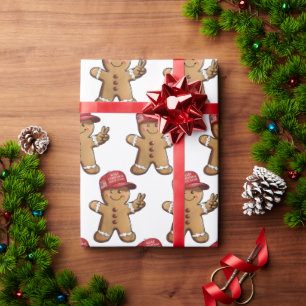 Grappige Trump Ontbijtkoek Man Maakt Kerstmis Groo Cadeaupapier
