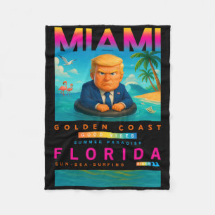Grappige Trump Op Drijvende Gele Eend Zwemring In  Fleece Deken