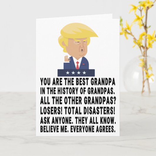 Grappige Trump Opa Kaart (Gele Bloem)