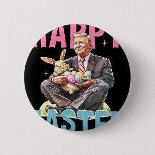 Grappige Trump Paashaas Eieren Gelukkig Pasen  Ronde Button 5,7 Cm
