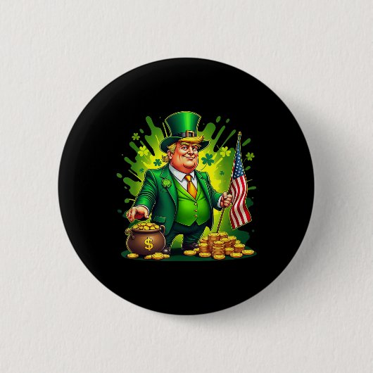 Grappige Trump Paddys Back 45 47 St. Patricks Day  Ronde Button 5,7 Cm (Voorkant)