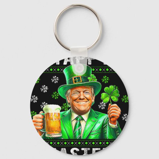 Grappige Trump Pasen Verward St Patricks Day Manne Sleutelhanger (Voorkant)