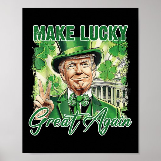 Grappige Trump Patrick Day maakt geluk weer geweld Poster (Voorkant)