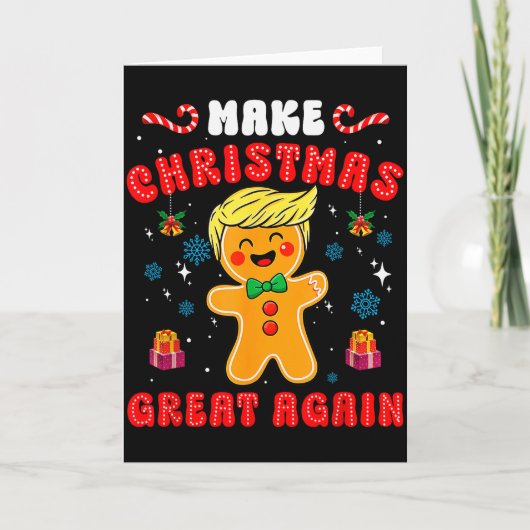 Grappige Trump peperkoek man maakt kerst weer gewe Kaart (Voorkant)